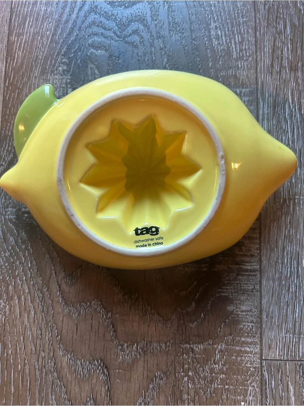 Lemon Shaped Juicer Reamer Ceramic Pour Spout TAG Yellow